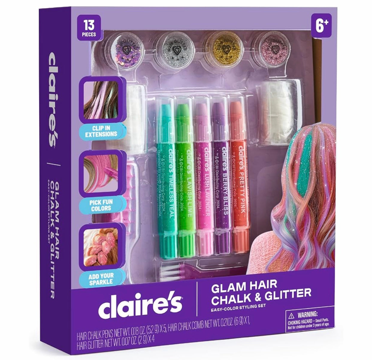 Claire’s Hair Chalk & Glitter Styling Kit