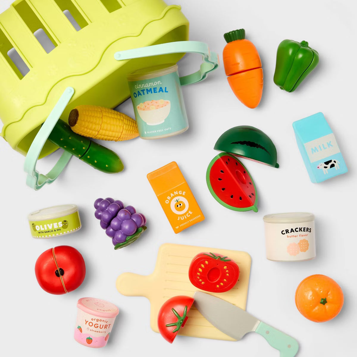 Gigglescape Grocery Basket with Play Food Set