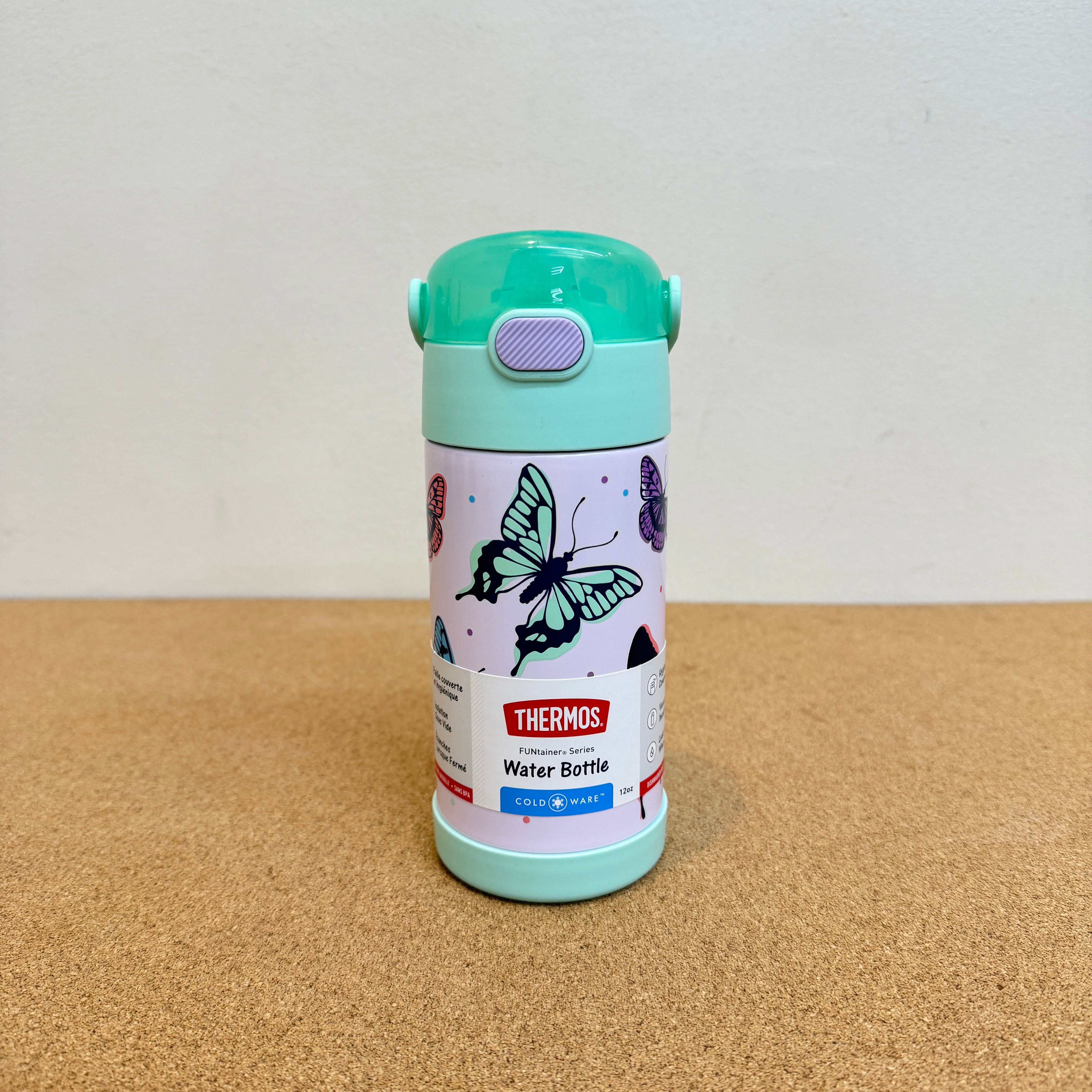 Thermos Kids Funtainer 12oz Water Bottle - Green Butterfly Frenzy