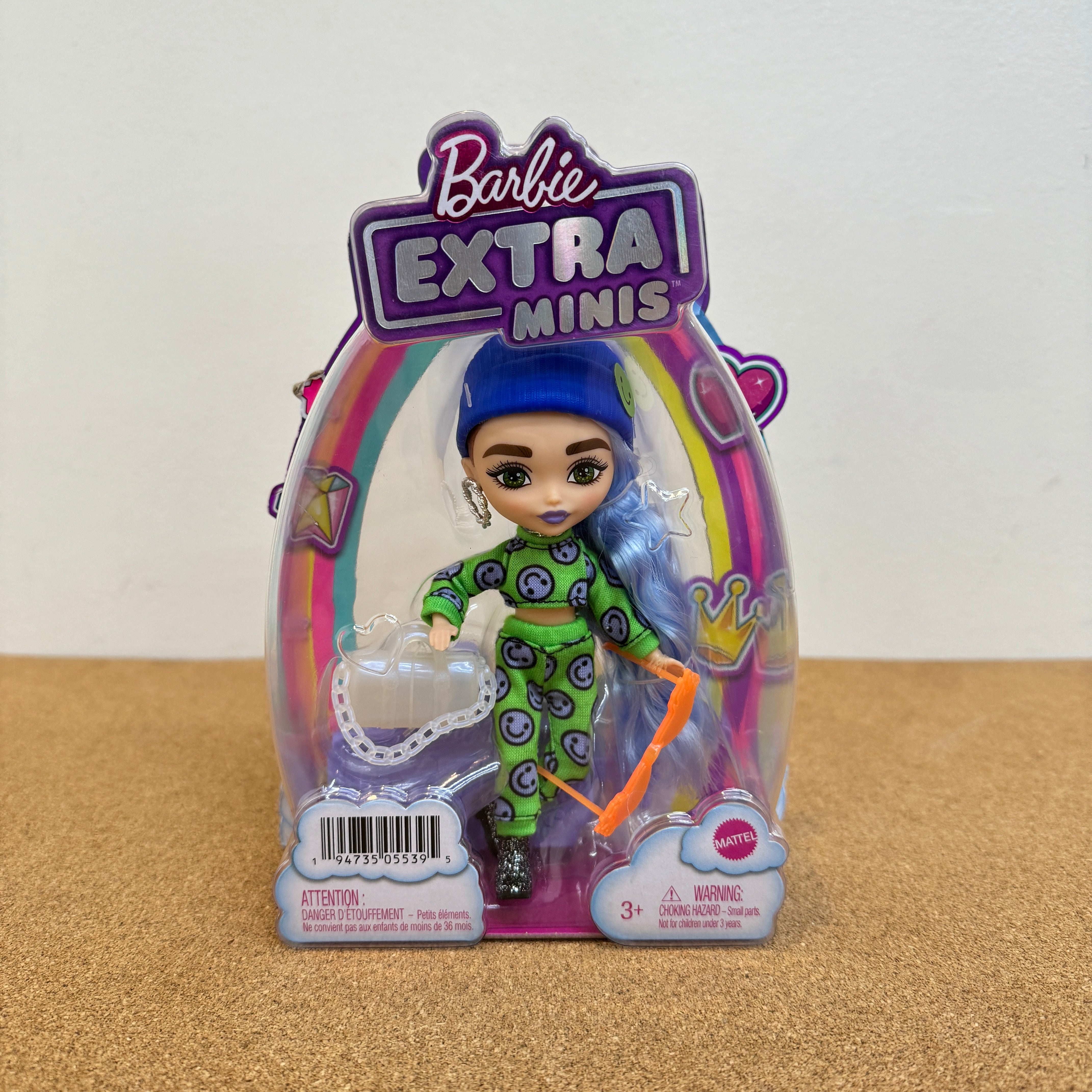 Barbie Extra Minis Doll #3 Blue Hair with Emoji Print Outfit & Boots Accessories