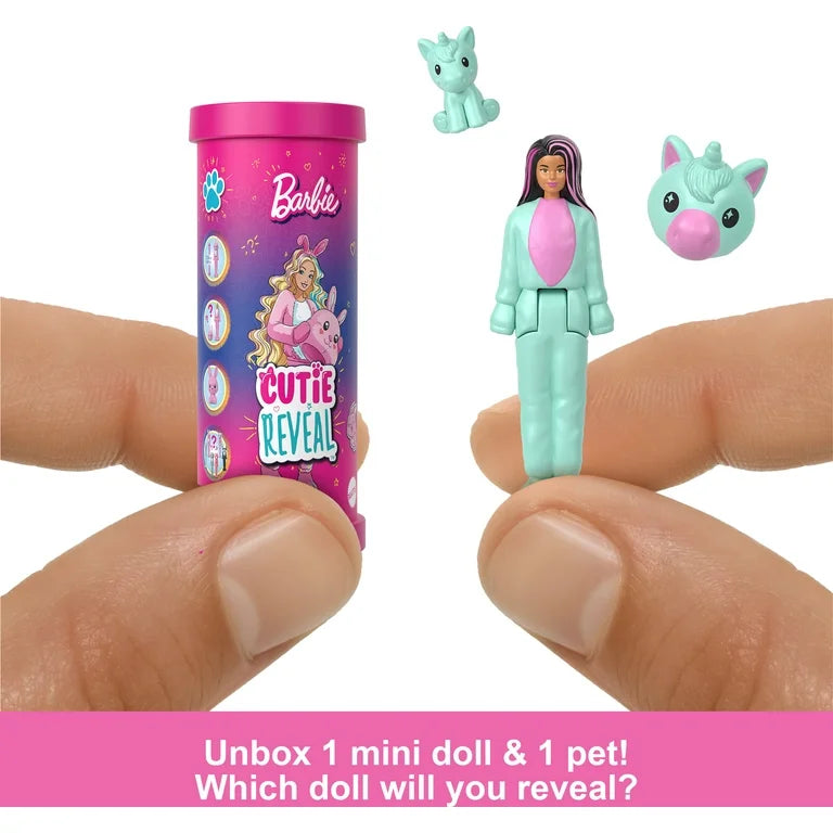 Barbie Mini BarbieLand Cutie Reveal Doll & Pet Color Dream Series