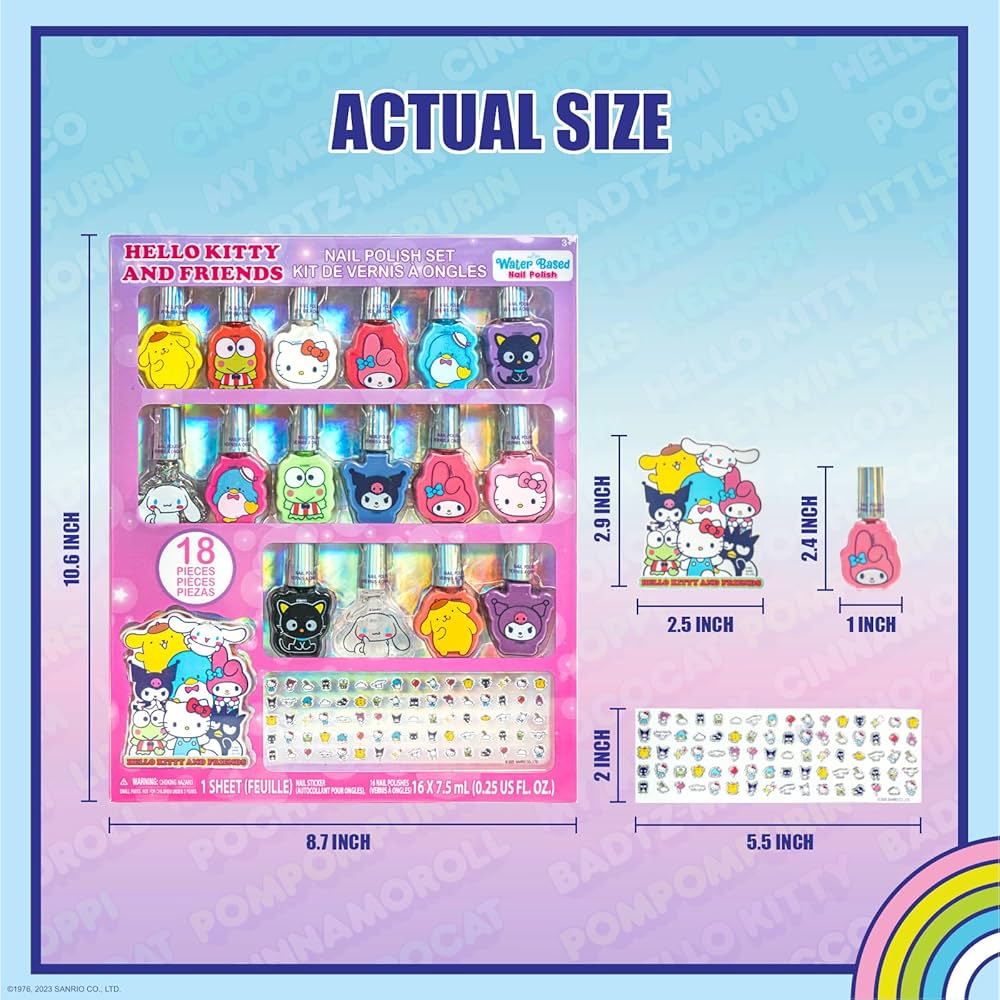 Townley Girl Hello Kitty and Friends 16Pack Nail Polish Set