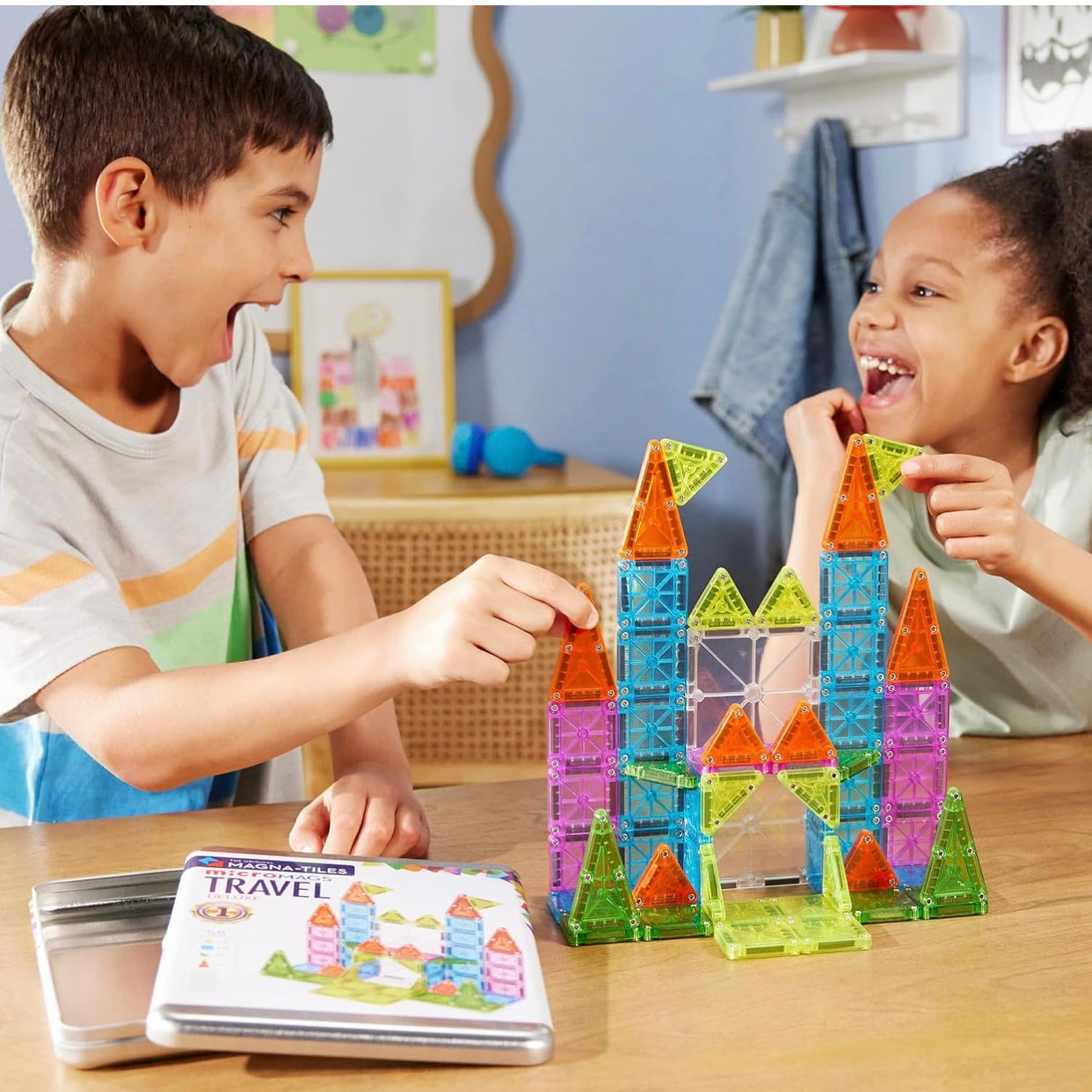 Magna-Tiles MicroMags Travel Deluxe 55Pieces Magnetic Construction Set