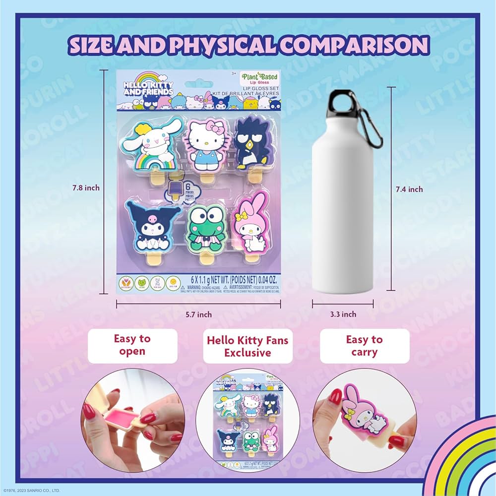 Hello Kitty and Friends Fruit Flavored Lip Gloss Pucker Pop Set
