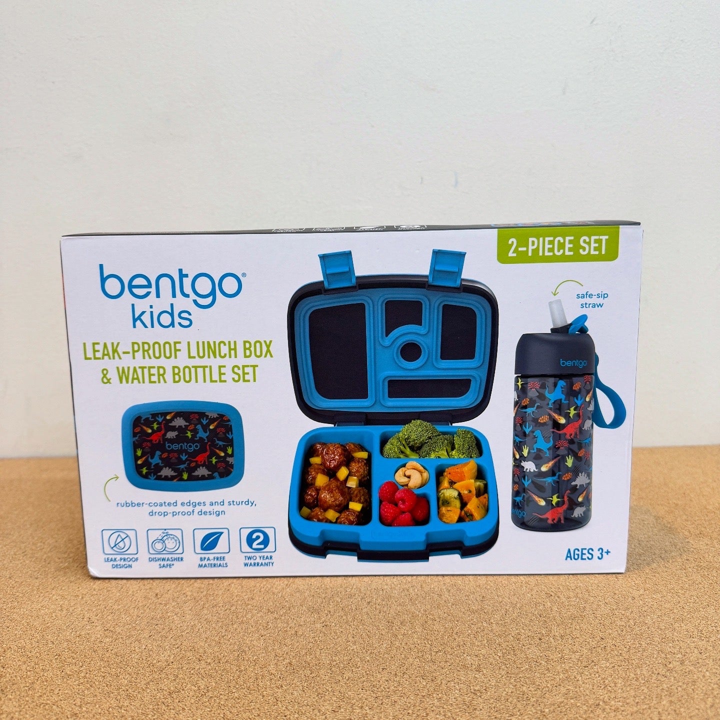 Bentgo Kids Lunchbox & Water Bottle Set - Dinosaurs