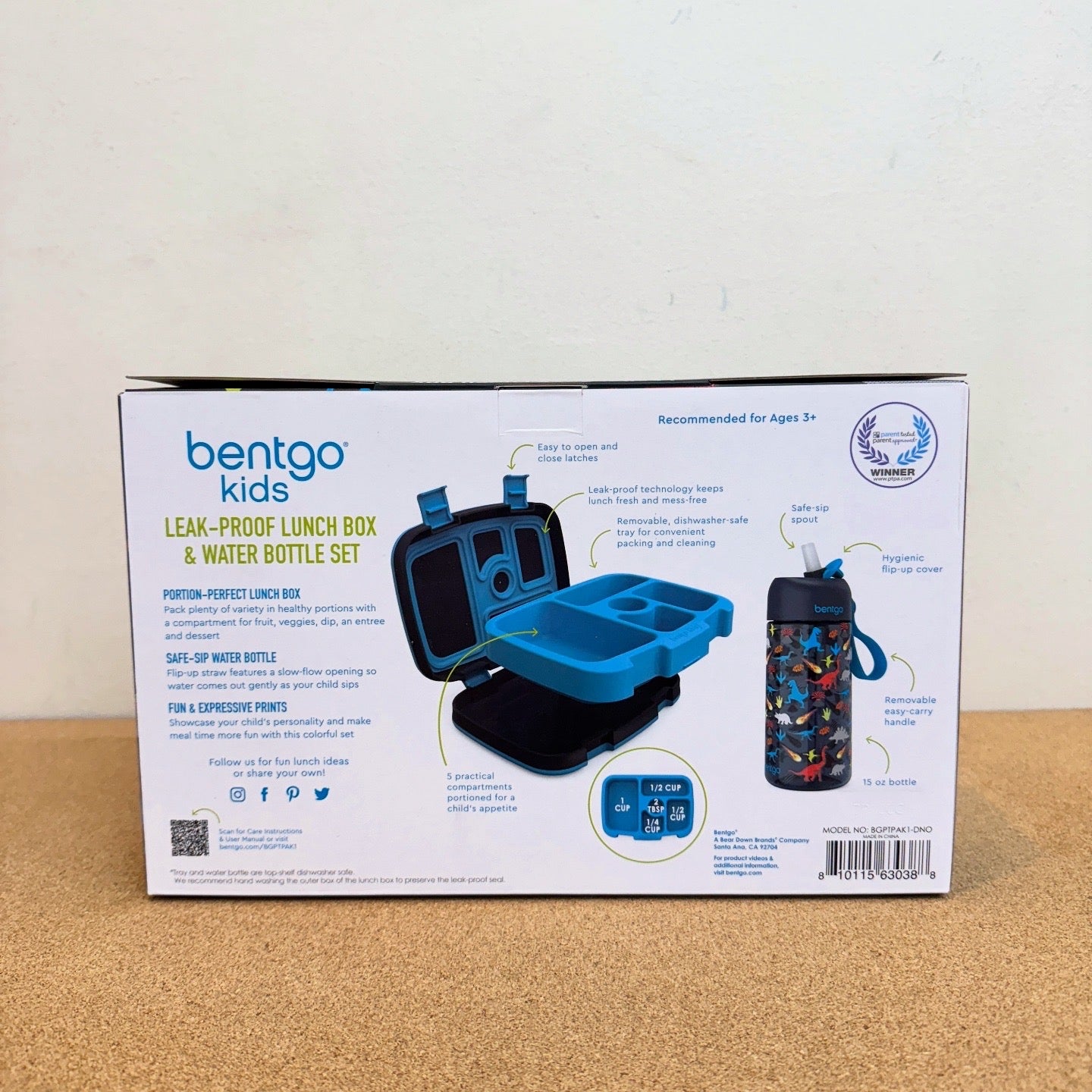 Bentgo Kids Lunchbox & Water Bottle Set - Dinosaurs
