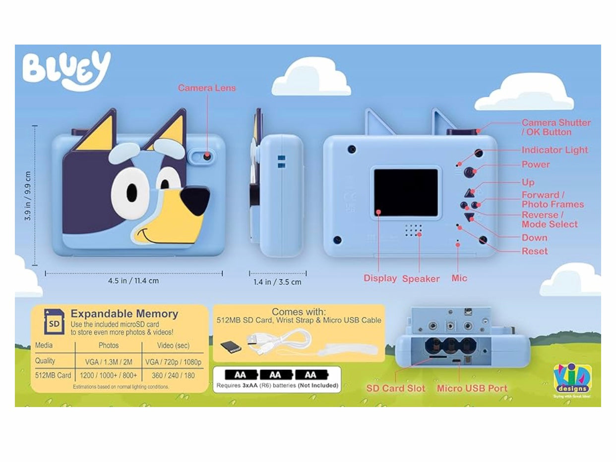 Ekids Bluey Kids Digital Camera Toy