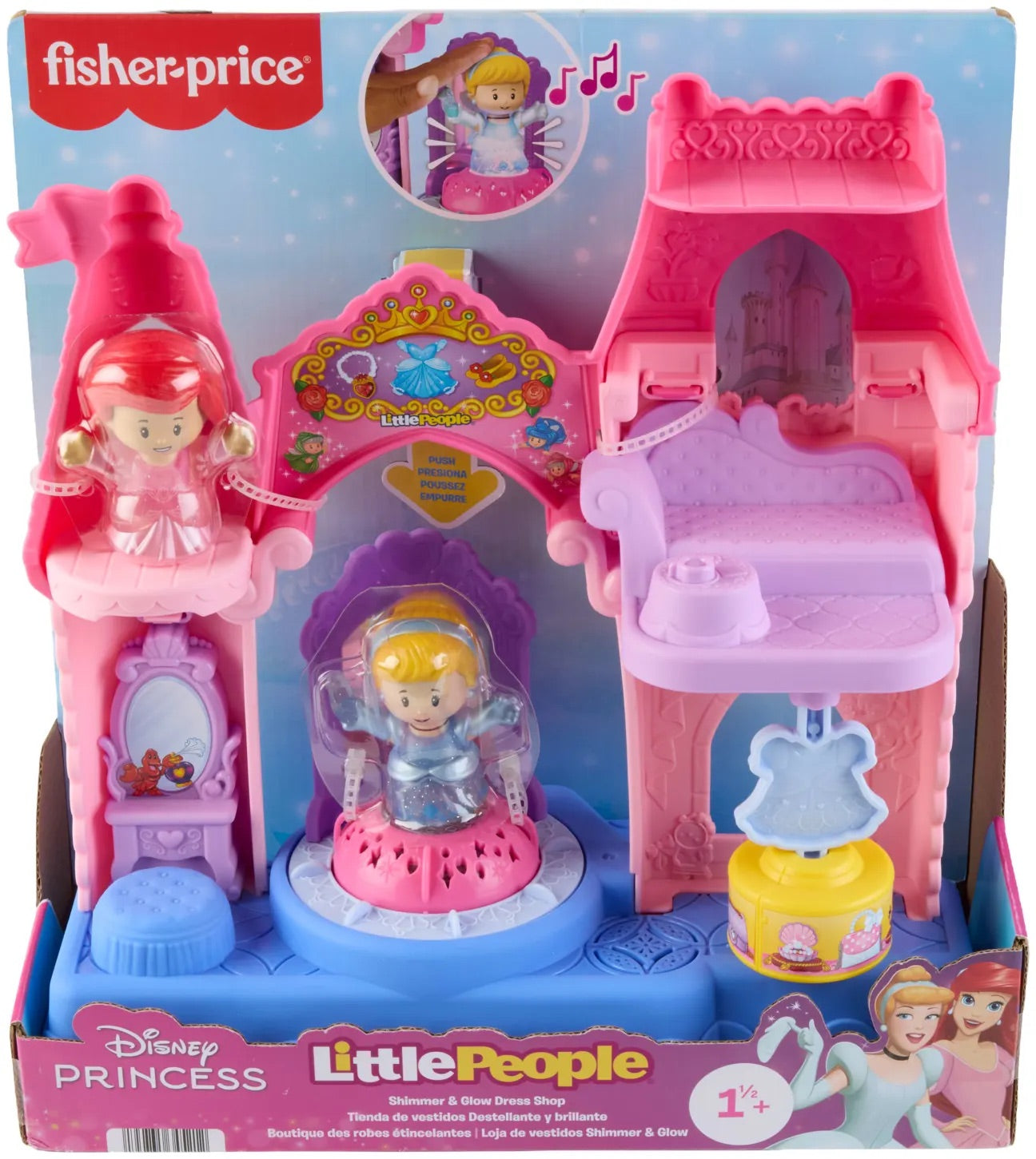 Fisher Price Little People Disney Princess Shimmer & Glow Dress Shop Playset