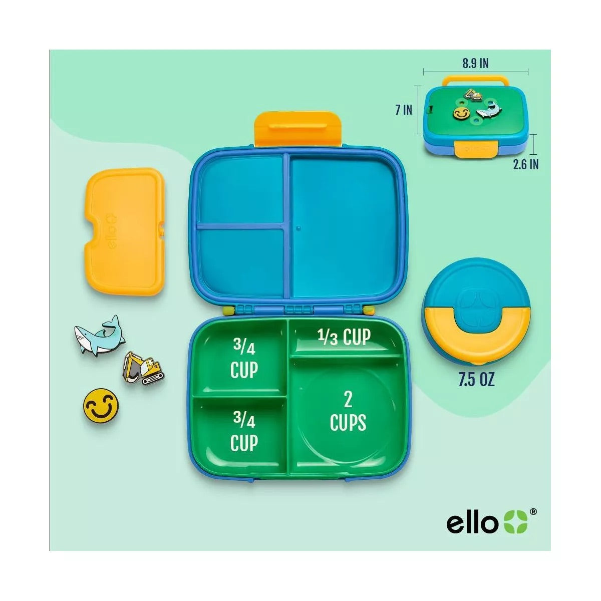 Ello Kids Benni Polypropylene Food Storage Container - Green