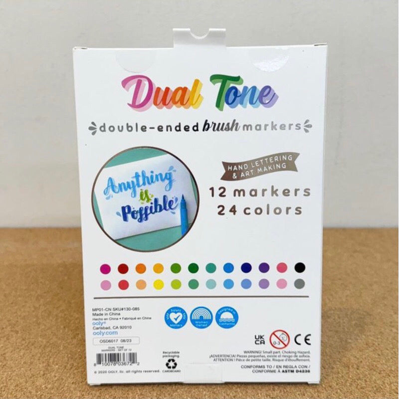 Ooly Dual Tone Double Ended Brush Markers Set of 12