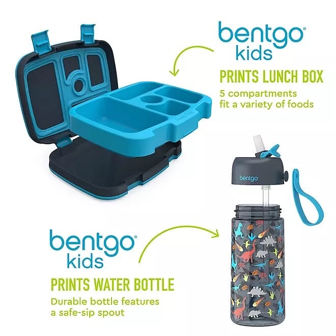 Bentgo Kids Lunchbox & Water Bottle Set - Dinosaurs