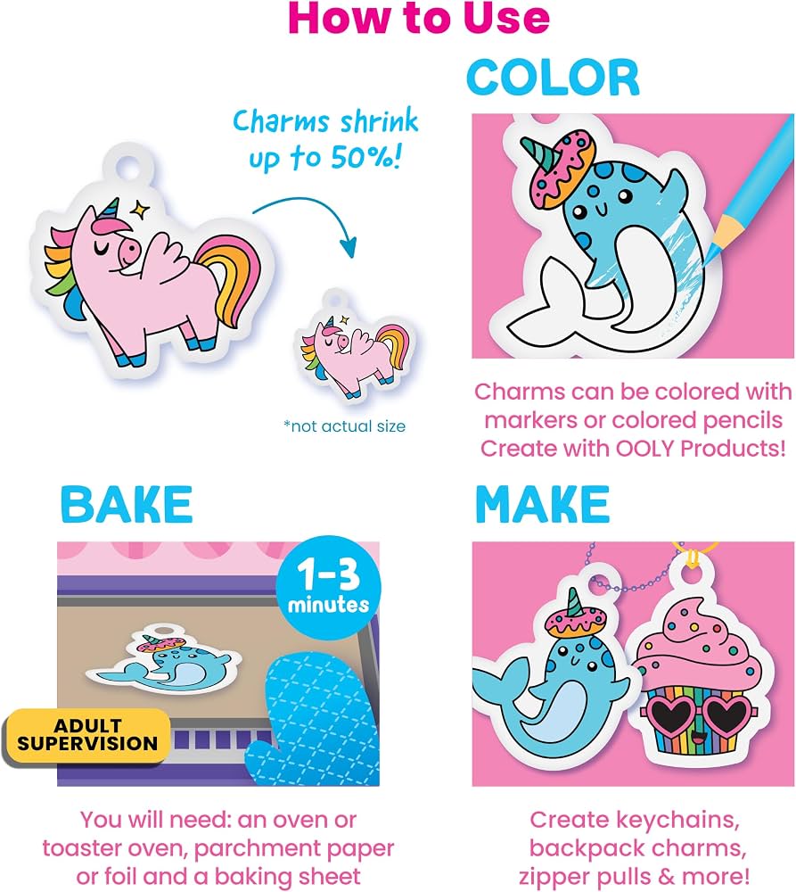 Ooly DIY Shrink Art Charms Kit - Cute Crew