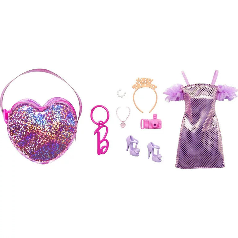 Barbie Clothes Deluxe Clip-On Bag with Birthday Outfit & Accessories