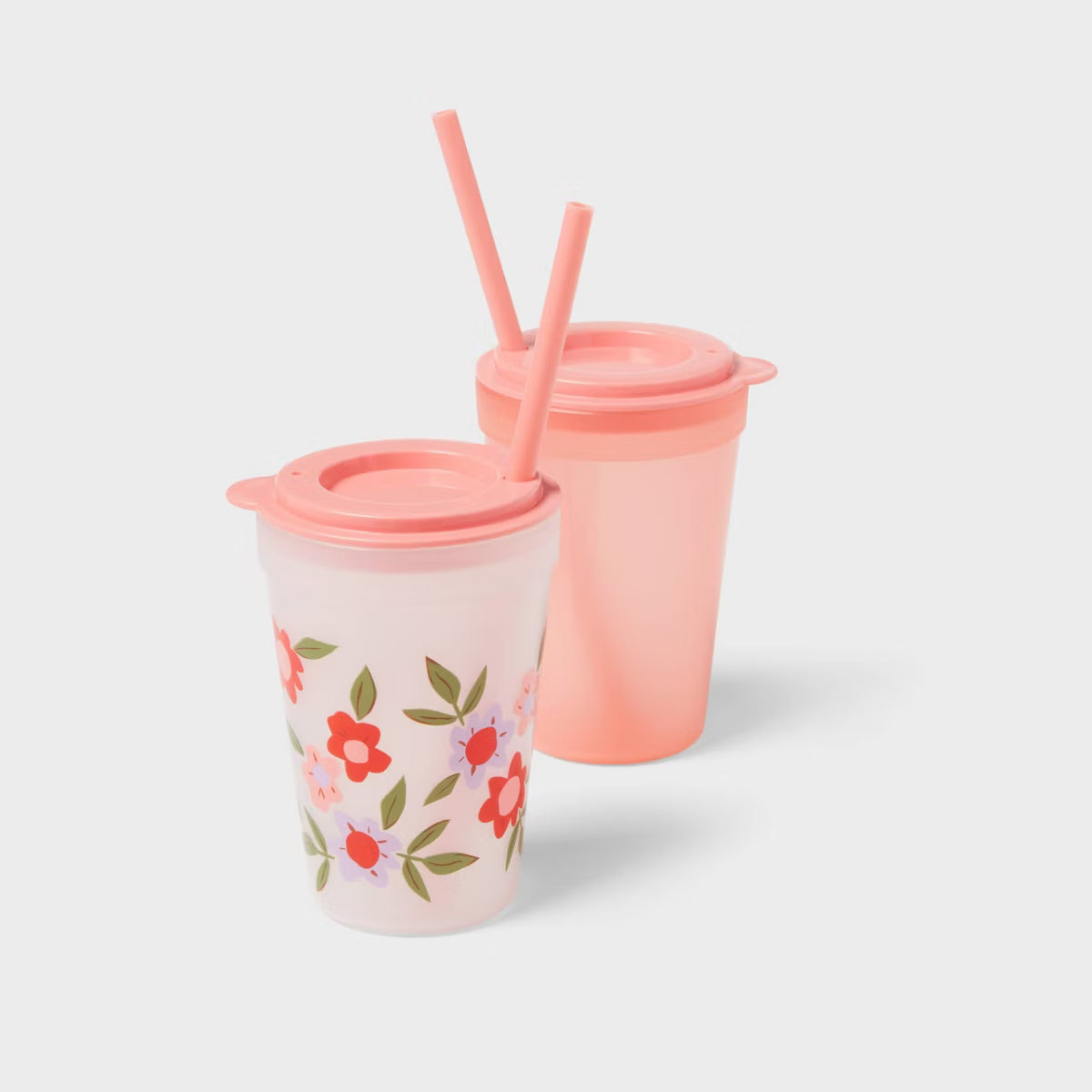 Pillowfort Kids 18PC Plastic Drinkware Set - Peach/Melon