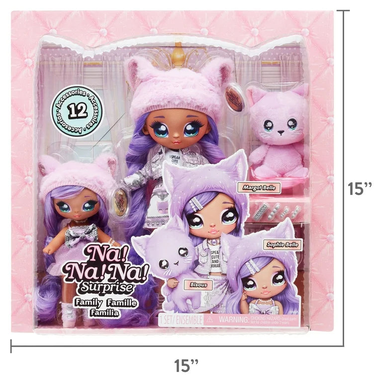 NaNaNa Surprise Lavender Kitty Long Hair Doll Family Playset