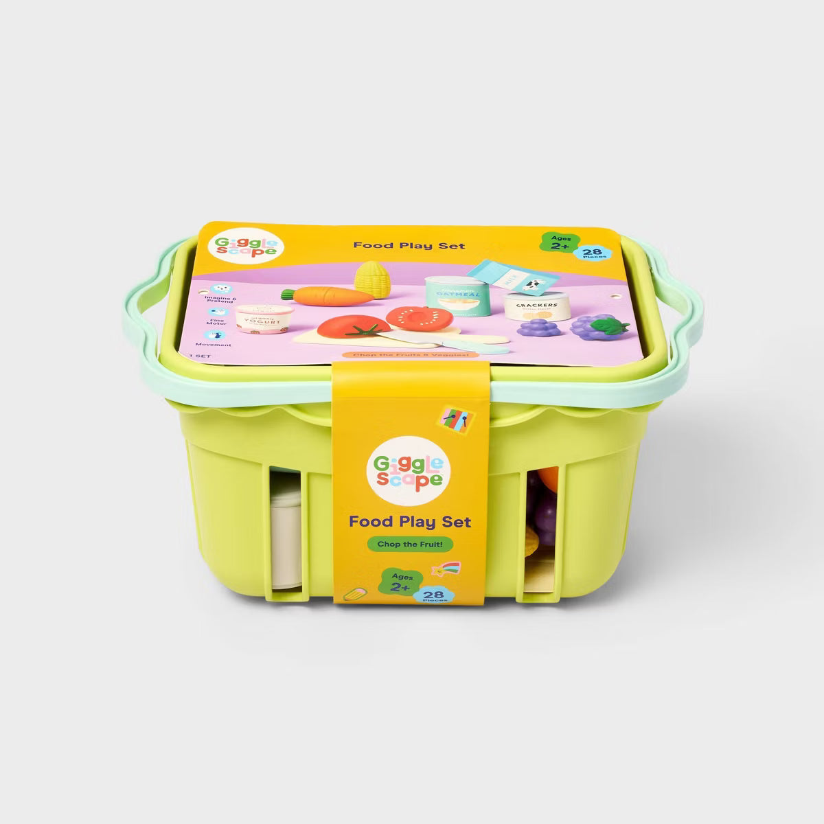 Gigglescape Grocery Basket with Play Food Set