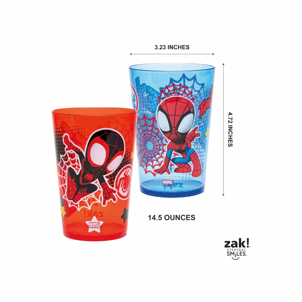 Zak Design Marvel Spiderman Plastic Cups Set 4Pk 14.5 Oz