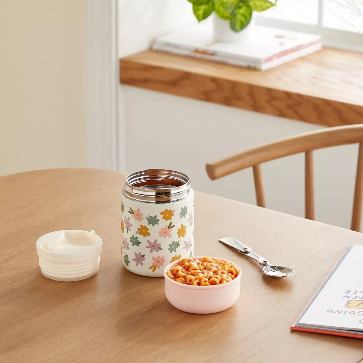 Pillowfort Kids 10oz Double Wall Vacuum Stainless Steel Food Jar with Spoon - Pink